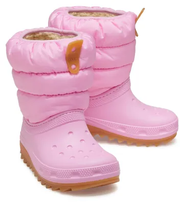 Zdjęcie produktu dla Buty dziecięce uni  Crocs Classic Neo Puff Boot K, kolor różowy "Tweed/Gum", rozmiar 36/37 EU