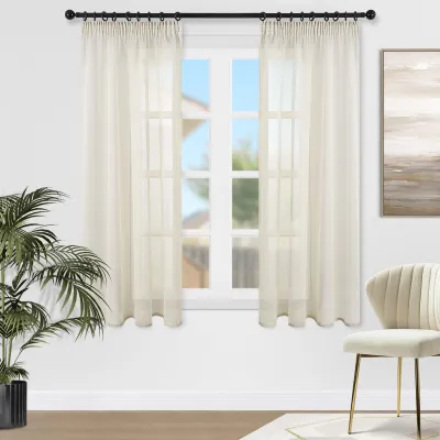 Voile Gardinen-Set, 2 Stück, 140x160 cm, beige, lichtdurchlässig