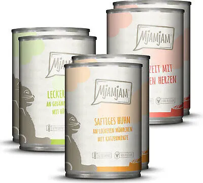 Produktbild von MjAMjAM - Premium Nassfutter für Katzen - Mixpaket I - Huhn, Rind, Herzen, 6er Pack (6 x 400 g), getreidefrei mit extra viel Fleisch