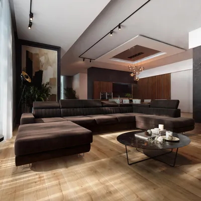 Produktbild von Masseno Ecksofa GAIAN mit Schlaffunktion U-Form, Sofa mit Bettkasten, Wohnzimmersofa, Couch, Soffa, Bettsofa, Couchgarnitur- Braun, MONOLITH 29