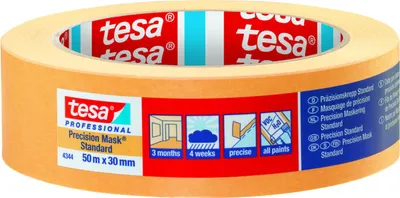 Productafbeelding van TESA Professional 4344, universele afplaktape, papier, oranje, geschikt voor metaal, kunststof, rubber en hout, universeel