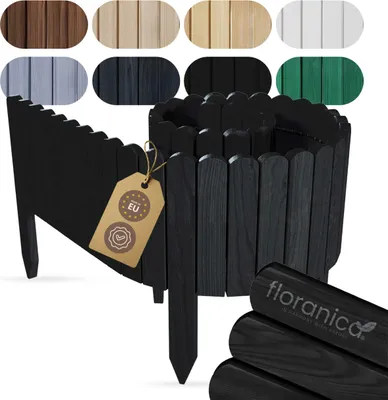 Immagine prodotto di Floranica Bordura per Giardino in legno 20 x 200 cm Nero Bordi Aiuole Bordo Giardino Flessibile Rollborder Recinzione prato