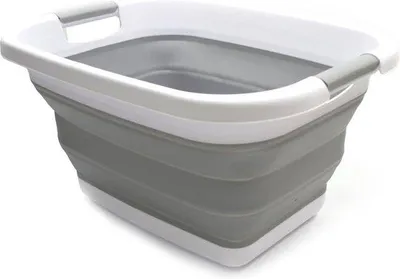 Image de Trieur de linge Panier à linge pliable 25 litres Organisateur portable Coffre de rangement peu encombrant Trieur de linge gris