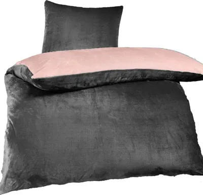 Produktbild von aboutyourhome bettwäsche Wendebettwäsche Winter Cashmere Touch Fleece Uni 155x220 80x80, 2tlg. / Rosa