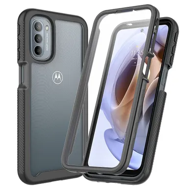 Immagine prodotto di Custodia per Motorola Moto G51 5G, paraurti con protezione dello schermo a 360° integrata, custodia protettiva per tutto il corpo, nero