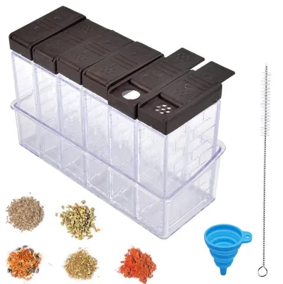 Image de Elzusha - Ensemble de 6 pots transparents pour épices avec distributeur
