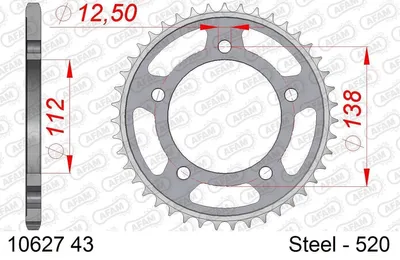 Produktbild von AFAM Kettenrad 10627-43 Hinten für HONDA MOTORCYCLES CTX Stahl