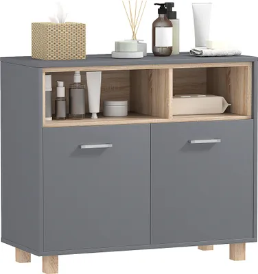 Produktbild von Badezimmerschrank Moderner Schrank mit offenen Fächern und Doppeltüren