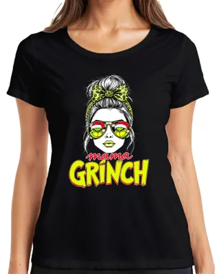 Obrázek produktu pro mama GRÍNCH Vánoční dárek Matka Funny Grinchmama Retro dámské tričko, černá, L