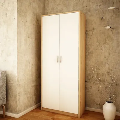 Produktbild von Mehrzweckschrank mit 8 Fächern Besenschrank Haushaltsschrank in mattem Finish mit 6 Einlegeböden und 2 Türen sonoma weiß