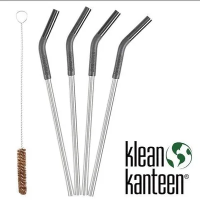 Image de Paille en métal en acier inoxydable Set de 4 avec brosse - Straw Set