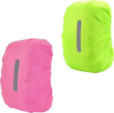 Immagine prodotto di Zaino da trekking impermeabile - Zaino antipioggia riflettente - 30-40 litri - Coprizaino impermeabile in poliestere - Rosa e verde - Taglia M - Coprizaino impermeabile per escursioni all'aperto
