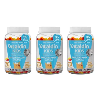 Produktbild von Vitaldin Multivitamin D3 Gummibärchen Kinder Fruchtgeschmack Zuckerfrei 3 Dosen