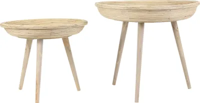 Produktbild von Light & Living Beistelltisch Set von 2 Colon Natur - Ø46x39 + Ø56x48 cm