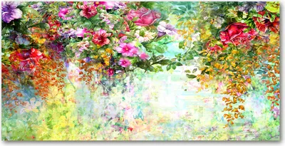 Produktbild von Tulup Glas-Bild -140x70- Wandkunst Dekorative Wand für Küche & Wohnzimmer - Blumen & Pflanzen - Bunte Blumen - Mehrfarbig