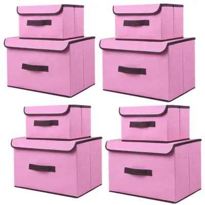 Immagine prodotto di Set di 8 scatole pieghevoli con coperchio, colore rosa