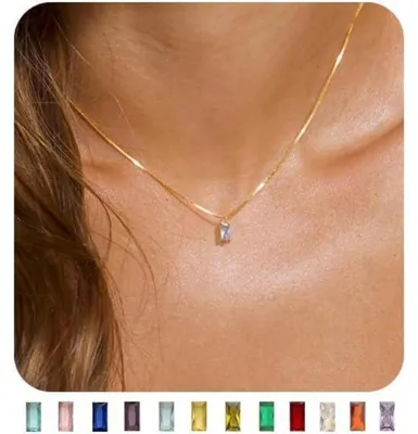 Productafbeelding van Halsketting voor dames, 14 karaat verguld, 925 sterling zilver, met geboortesteen hanger, 40+7 cm, goudkleurig - 6 juni