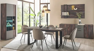 Produktbild von Esszimmer Set "Piano" in Eiche und grau Speisezimmer 4-teilig mit Soft-Close