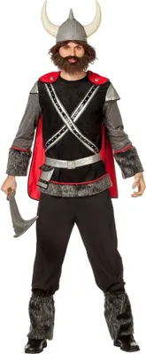 Produktbild von L3301470-56 schwarz rot Herren Barbaren Kostüm Wikinger Gr.56