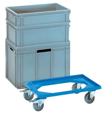 Image de Fetra Chariot de transport L610x410mm cadre ouvert en plastique ABS bleu capacité de charge 250 kg - 13590
