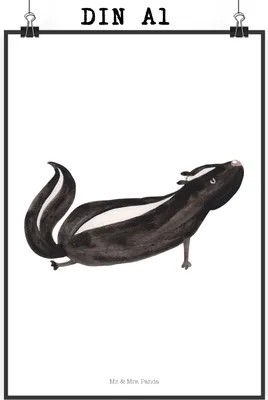 Produktbild von Mr. & Mrs. Panda Bild Stinktier Yoga DIN A1 - Weiß - Geschenk, Skunk, Plakat, Wanddekoration, wanddeko, drucke, kunstdruck poster, Lebe, Raubtier, Liebe