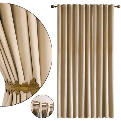 Produktbild von 2er Set Samt Gardinen Vorhänge Beige Wohnzimmer Schlafzimmer Vorhang Blickdicht Kräuselband Verdunklungsvorhänge Blackout Curtain, 132*274cm