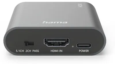 The image shows the back or side view of a Hama HDMI audio extractor device.