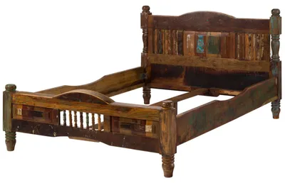 Produktbild von MASSIVMOEBEL24.DE Bett Altholz 160x200x100 mehrfarbig lackiert FABLE #22