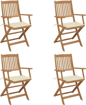 Produktbild von Maison Exclusive - Klappbare Gartenstühle 4 Stk. mit Kissen Massivholz Akazie