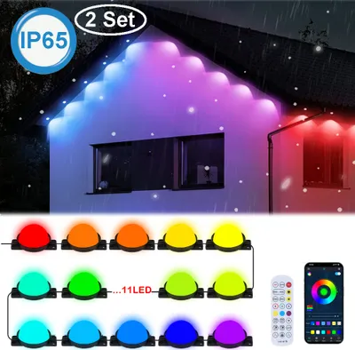Obrázek produktu pro 2 sada RGB LED světelný řetěz Venkovní Vnitřní IP65 Chytrá vodotěsná, 10M 25LED Vánoční osvětlení Dálkové ovládání APP dekorace Okapová zahrada