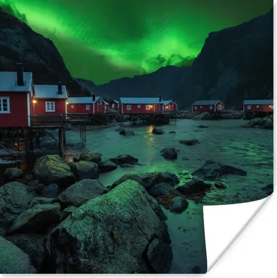 Produktbild von MuchoWow® Poster Nordlichter - Norwegen - Nacht 75x75 cm - Wand Dekoration