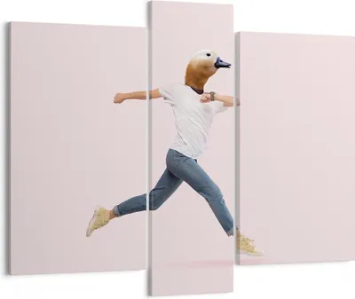 Produktbild von Bild auf Leinwand - Leinwandbild - 3 Teile - Anthropomorphisierung Mensch Ente - 95x80cm - Wand Bild - Wanddeko - Wandbilder - Leinwanddruck - Bilder - Wanddekoration - Leinwand bilder - CB95x80-4597