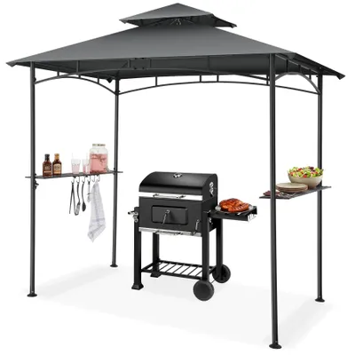 Produktbild von tectake® Grillpavillon wetterfest UV-Schutz Stahl anthrazit 240x150x250cm 2 Ablagen