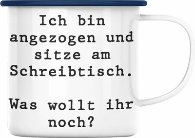 Produktbild von Trendation - Lustige Emaille Tasse für Kollegen Kollegin Spruch Witzig Arbeit Emaille Tasse BüroEmaille Tasse Kaffeebecher Becher für Büro Lustig Spruch (Blau)