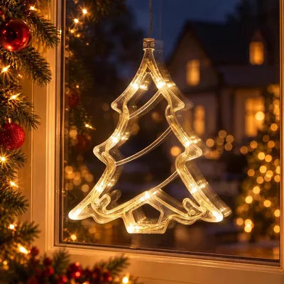 Immagine prodotto di Luce a LED per finestre con ventosa, catena di luci da appendere per finestre, decorazioni natalizie per finestre, alimentata a batteria, decorazione per albero di Natale