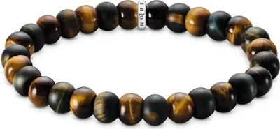 A bracelet made of beads with a small metal accent.
