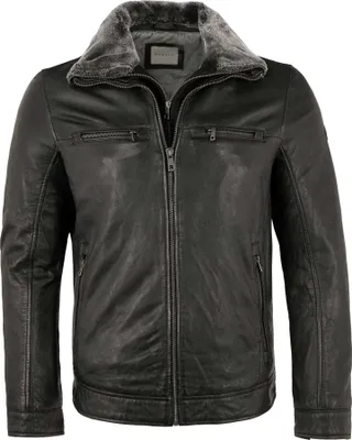 Produktbild von Bugatti - Herren Lederjacke Lammnappa schwarz : 58