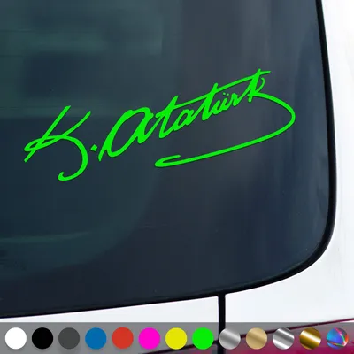 Produktbild von PantherPixel Atatürk Aufkleber Mustafa Kemal Türkei Imza Sticker Auto Geschenkidee Farbe Neon-Grün