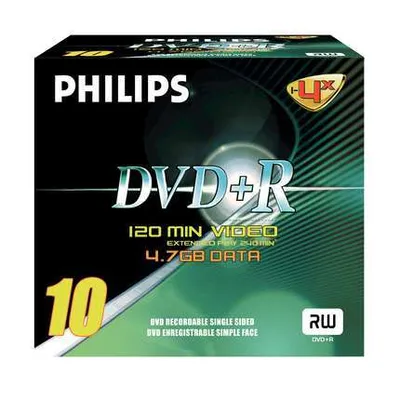 Produktbild von Philips DVD-Rohlinge, 120Min, 4.7GB, Speed 4x Spindle (10 Disc)