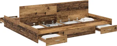 Image de Cadre de lit avec rangement Bois Ancien 180 x 200 cm