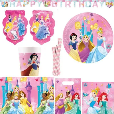 Produktbild von Prinzessinnen Geburtstag Deko XL Partyset Kindergeburtstag Princess Arielle, Schneewittchen