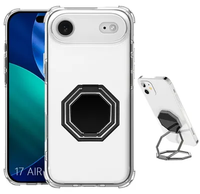 Image de Coque pour iPhone Air - Protection Silicone Transparent Antichoc avec Support Ajustable