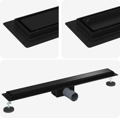 Zdjęcie produktu dla vidaXL 2 w 1 odpływ prysznicowy czarny 70 cm stal nierdzewna 304