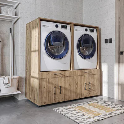 Produktbild von Roomart SERIE 3 Waschmaschinen-Doppelschrank 134 cm breit, Eiche