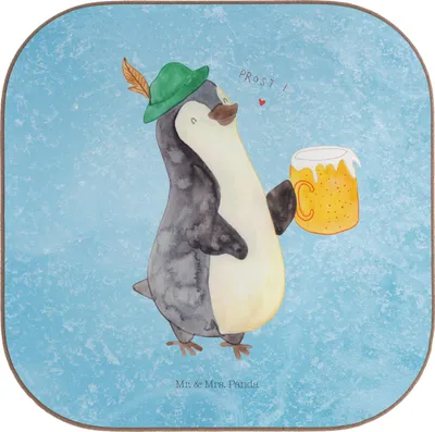 Produktbild von Mr. & Mrs. Panda Untersetzer für Gläser Pinguin Bier - Eisblau - Geschenk, Feierabend, gläseruntersetzer, , Coaster, bieruntersetzer, Tischuntersetzer