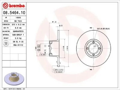 Produktbild von 2x BREMBO 08.5464.10 Bremsscheibe Vorderachse