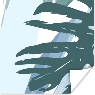 Produktbild von MuchoWow® Poster Sommer - Monstera - Hellblau 50x50 cm - Wohnzimmerdekoration