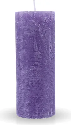 Produktbild von Rustikale Stumpenkerze "Lila" Ø7cm x 18cm - vers. Farben / Größen - lang Brenndauer Antik Kerze, Duftfreie Altarkerze - Dekokerze