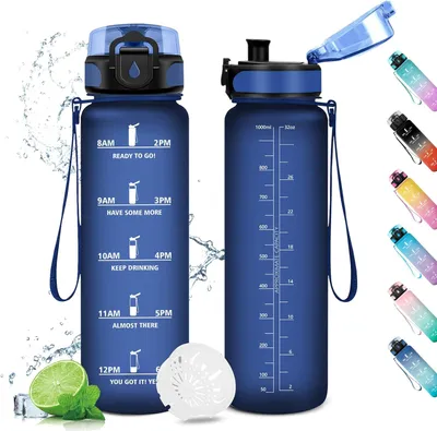 Produktbild von Trinkflasche, 1 Liter – Mit Zeitmarkierungen und Filter