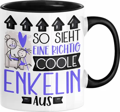 Produktbild von Enkelin Geschenk Tasse Geschenkidee für Enkelin Geburtstag Weihnachten Spruch So Sieht Eine Richtig Coole Enkelin Aus Kaffee-Becher  (Schwarz)